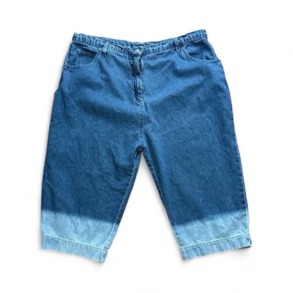 Erica Brooke Plus 18 High Rise Denim Capris Ombre Hem Zip Fly Cotton Pants - Picture 1 of 12